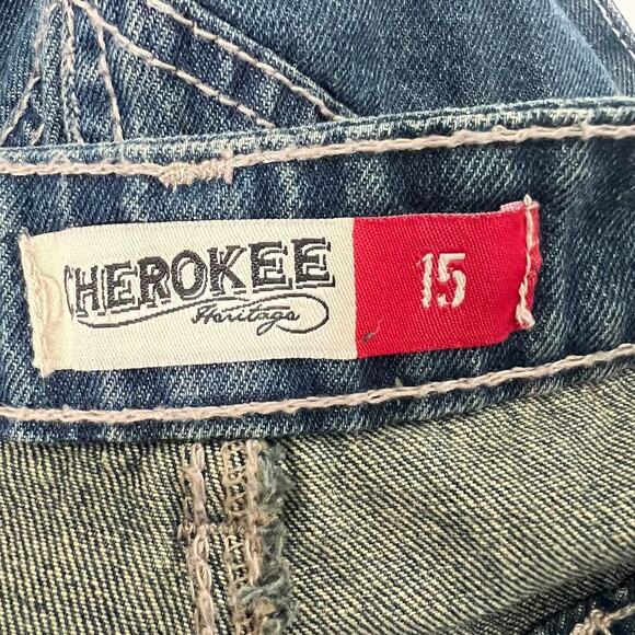 Vintage Cherokee Size 15 Straight Denim Blue Jeans Yoke Bare Back Wide Leg 90s - Picture 9 of 10